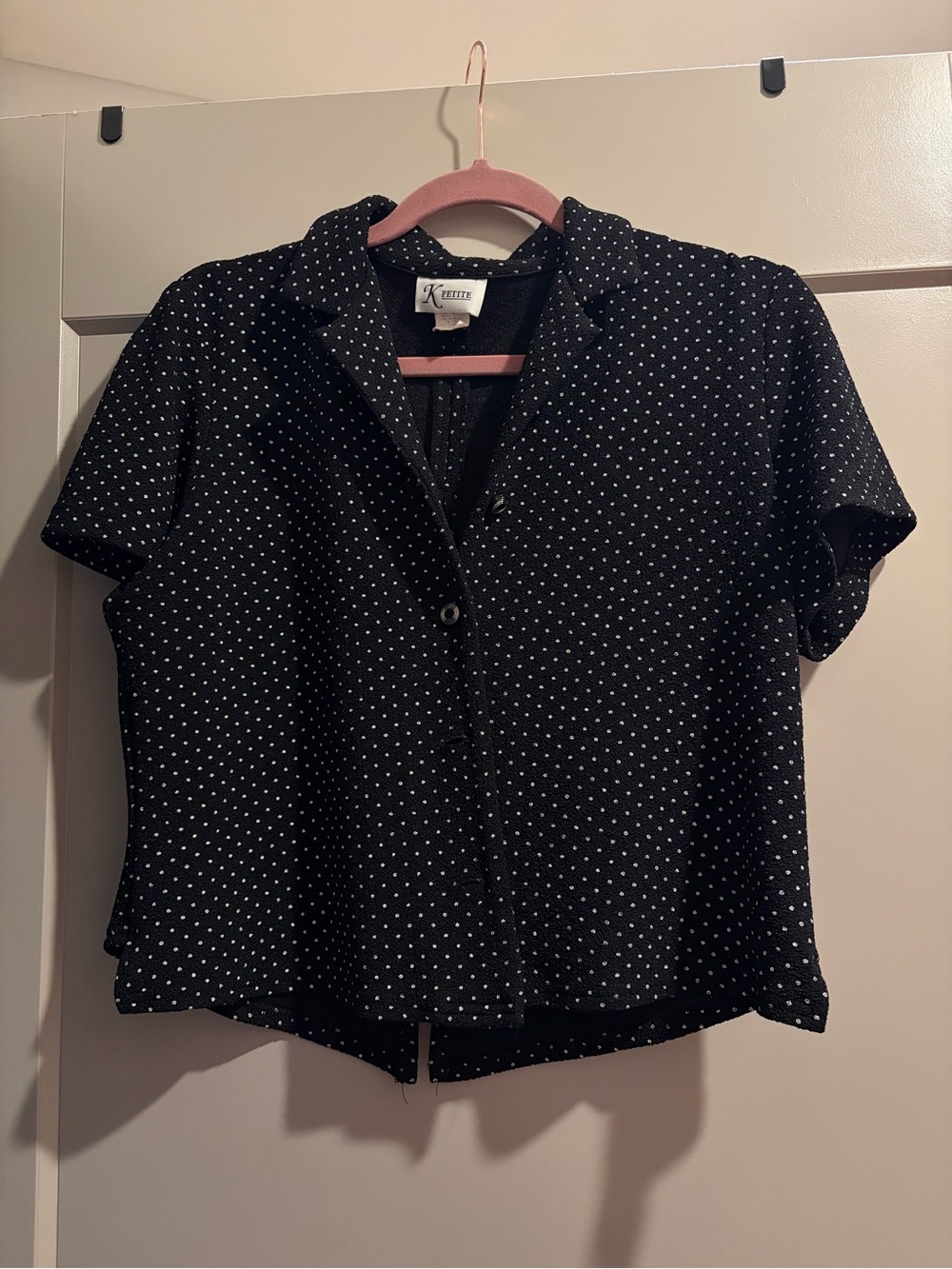 Black & White petite polka dot button up shirt